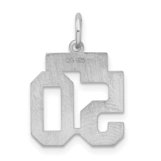 Sterling Silver Rhodium-plated Small Satin Number 50 Charm