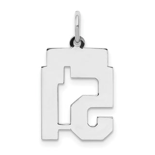 Sterling Silver Rhodium-plated Small Satin Number 51 Charm