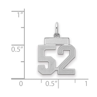 Sterling Silver Rhodium-plated Small Satin Number 52 Charm