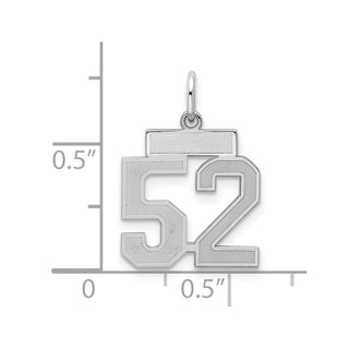 Sterling Silver Rhodium-plated Small Satin Number 52 Charm