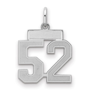 Sterling Silver Rhodium-plated Small Satin Number 52 Charm