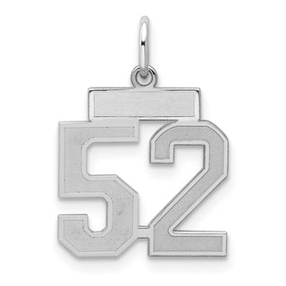 Sterling Silver Rhodium-plated Small Satin Number 52 Charm