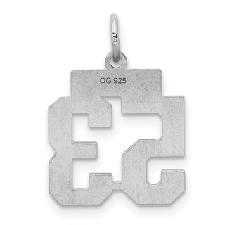 Sterling Silver Rhodium-plated Small Satin Number 53 Charm