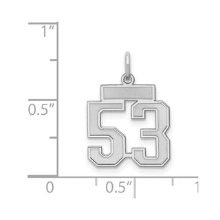 Sterling Silver Rhodium-plated Small Satin Number 53 Charm