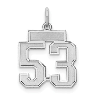 Sterling Silver Rhodium-plated Small Satin Number 53 Charm