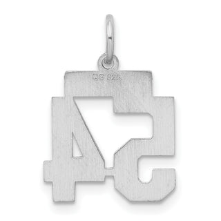 Sterling Silver Rhodium-plated Small Satin Number 54 Charm