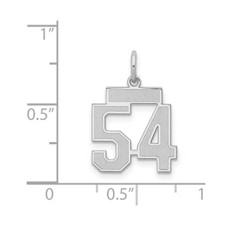 Sterling Silver Rhodium-plated Small Satin Number 54 Charm