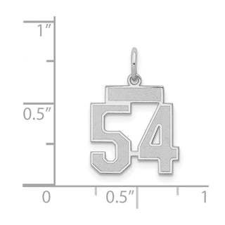 Sterling Silver Rhodium-plated Small Satin Number 54 Charm