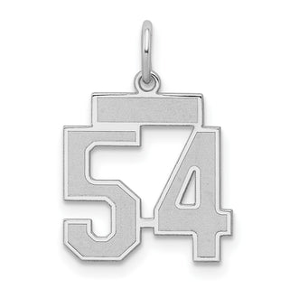 Sterling Silver Rhodium-plated Small Satin Number 54 Charm
