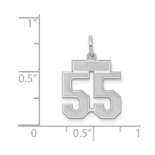Sterling Silver Rhodium-plated Small Satin Number 55 Charm