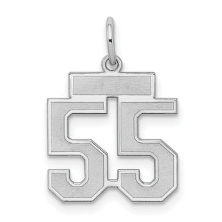 Sterling Silver Rhodium-plated Small Satin Number 55 Charm