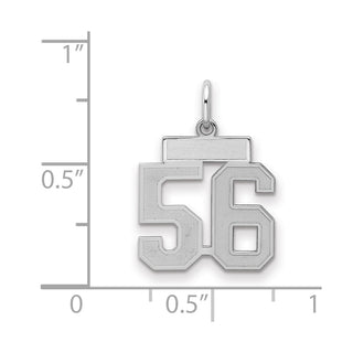 Sterling Silver Rhodium-plated Small Satin Number 56 Charm