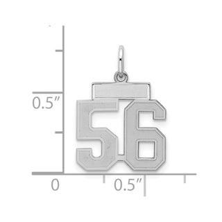 Sterling Silver Rhodium-plated Small Satin Number 56 Charm