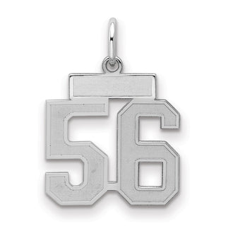 Sterling Silver Rhodium-plated Small Satin Number 56 Charm