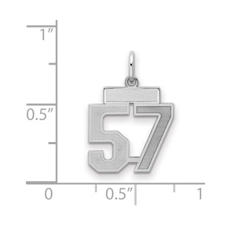 Sterling Silver Rhodium-plated Small Satin Number 57 Charm