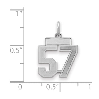 Sterling Silver Rhodium-plated Small Satin Number 57 Charm