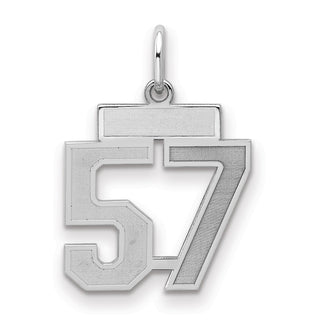 Sterling Silver Rhodium-plated Small Satin Number 57 Charm