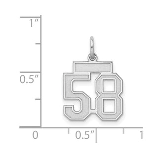 Sterling Silver Rhodium-plated Small Satin Number 58 Charm