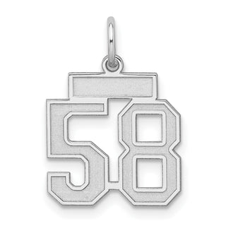 Sterling Silver Rhodium-plated Small Satin Number 58 Charm