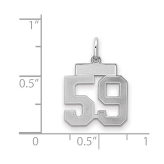 Sterling Silver Rhodium-plated Small Satin Number 59 Charm