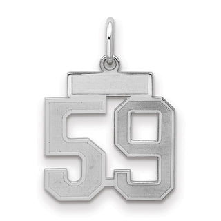 Sterling Silver Rhodium-plated Small Satin Number 59 Charm