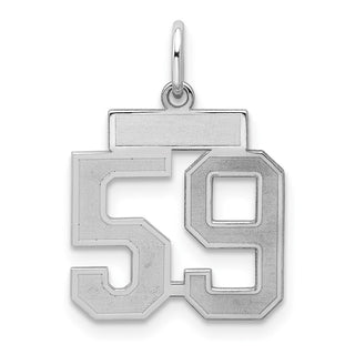 Sterling Silver Rhodium-plated Small Satin Number 59 Charm