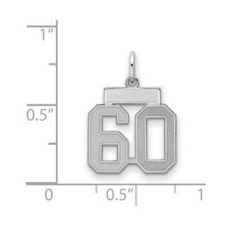 Sterling Silver Rhodium-plated Small Satin Number 60 Charm