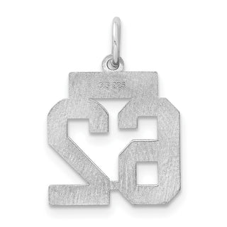 Sterling Silver Rhodium-plated Small Satin Number 62 Charm