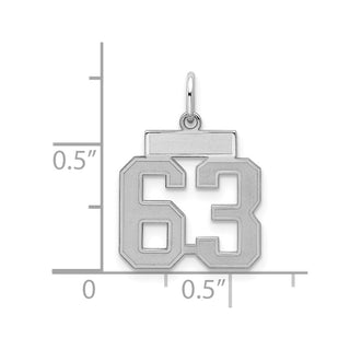 Sterling Silver Rhodium-plated Small Satin Number 63 Charm