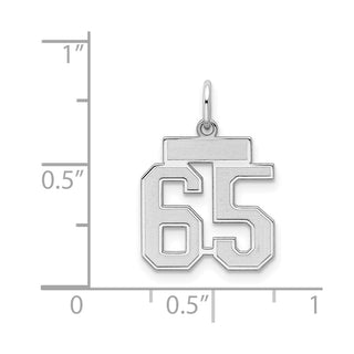 Sterling Silver Rhodium-plated Small Satin Number 65 Charm