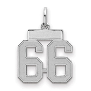 Sterling Silver Rhodium-plated Small Satin Number 66 Charm