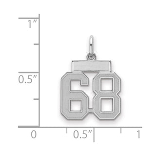 Sterling Silver Rhodium-plated Small Satin Number 68 Charm