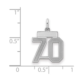 Sterling Silver Rhodium-plated Small Satin Number 70 Charm
