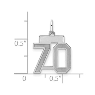 Sterling Silver Rhodium-plated Small Satin Number 70 Charm