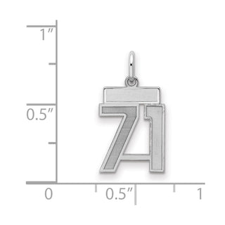 Sterling Silver Rhodium-plated Small Satin Number 71 Charm