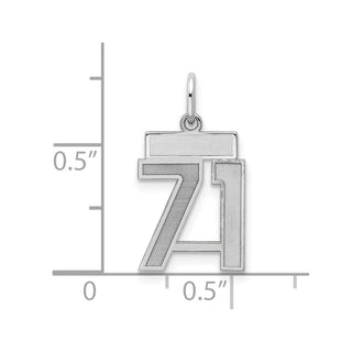 Sterling Silver Rhodium-plated Small Satin Number 71 Charm