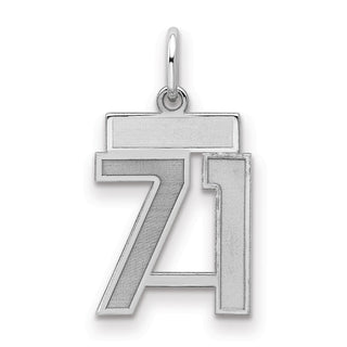Sterling Silver Rhodium-plated Small Satin Number 71 Charm