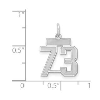 Sterling Silver Rhodium-plated Small Satin Number 73 Charm