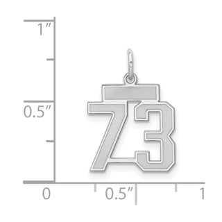 Sterling Silver Rhodium-plated Small Satin Number 73 Charm