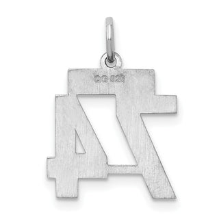 Sterling Silver Rhodium-plated Small Satin Number 74 Charm