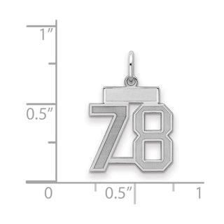 Sterling Silver Rhodium-plated Small Satin Number 78 Charm