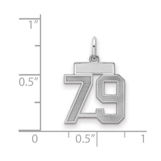 Sterling Silver Rhodium-plated Small Satin Number 79 Charm