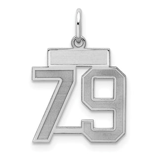Sterling Silver Rhodium-plated Small Satin Number 79 Charm