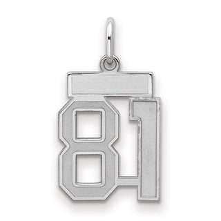 Sterling Silver Rhodium-plated Small Satin Number 81 Charm