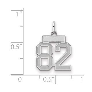 Sterling Silver Rhodium-plated Small Satin Number 82 Charm