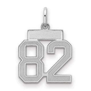 Sterling Silver Rhodium-plated Small Satin Number 82 Charm