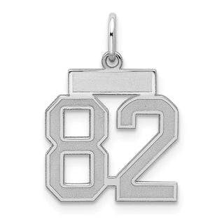 Sterling Silver Rhodium-plated Small Satin Number 82 Charm