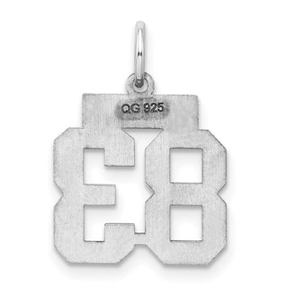 Sterling Silver Rhodium-plated Small Satin Number 83 Charm