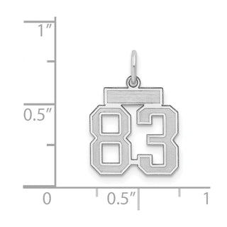 Sterling Silver Rhodium-plated Small Satin Number 83 Charm