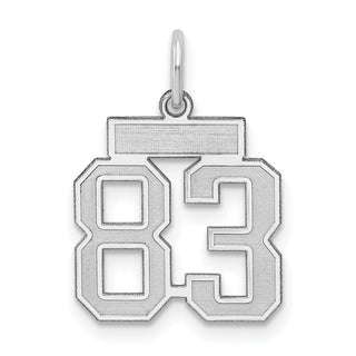 Sterling Silver Rhodium-plated Small Satin Number 83 Charm